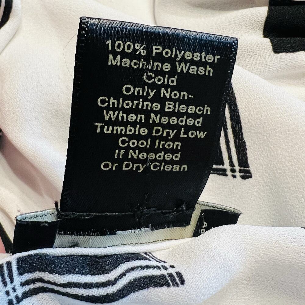 Ann Taylor Factory Women’s Short Sleeve Button-Up White Black Blouse Size XL - Picture 5 of 5